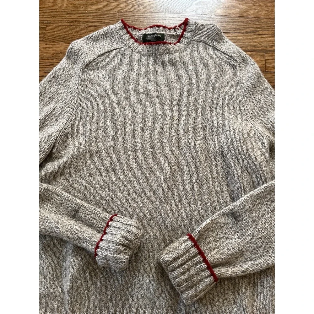 Eddie Bauer Ragg Wool Sweater Mens XL Tall Crewneck Pullover Chunky Knit Comfy - Picture 3 of 7